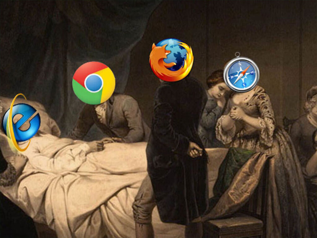 Fotomontaje alusivo a lecho de muerte de Internet Explorer